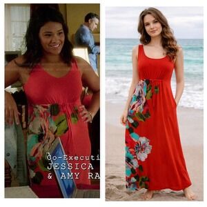 Tommy Bahama Madalena Rose Maxi Dress Sz S Floral V-Neck ASO Jane the Virgin